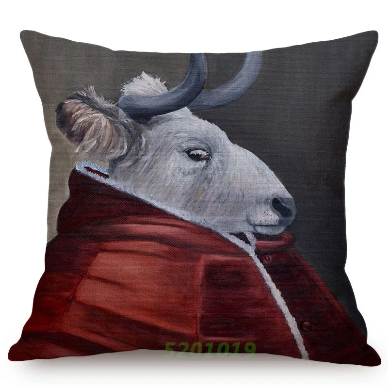 Винтажная картина маслом старого быка в виде животного декоративная наволочка