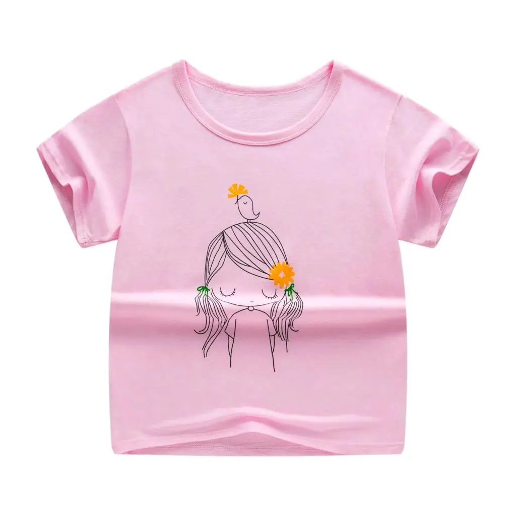 12 pink girl Новинка года; летние детские топы; От 2 до 9 лет хлопковые футболки для мальчиков и девочек; Детские футболки с принтом кролика для мальчиков и девочек - Цвет: 12 pink girl
