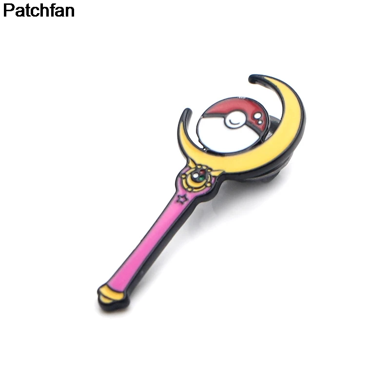 Patchfan Сейлор Мун волшебная палочка цинк галстук мультфильм забавные булавки рюкзак одежда броши для мужчин и женщин шляпа Декоративные значки A1914