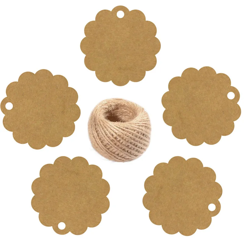 100 шт. коричневые ремесленные фестоны из натурального джута|Ярлыки для одежды| |
