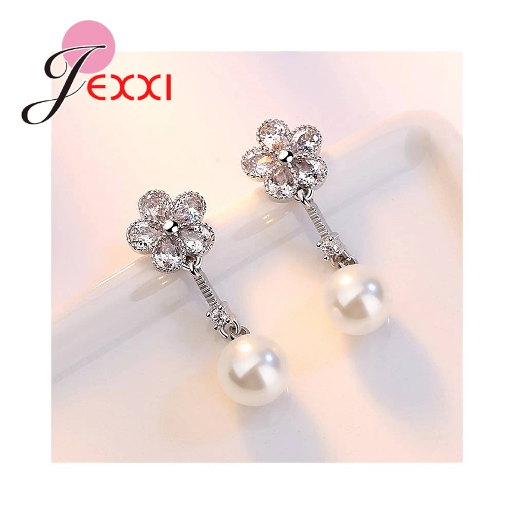 Лидер продаж Классические Стильные жемчужные серьги красивые кристаллы