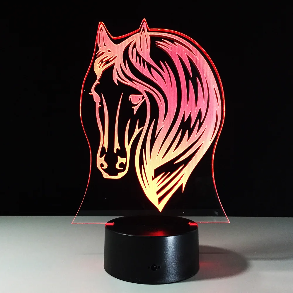 

Horse 3D Lamp Pony 7 Color Change LED USB Acrylic Small Night Light Indoor Atmosphere Lamp For Kids' Toys And Gifts Drop Ship