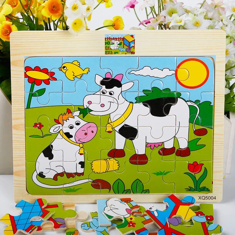 Деревянный обучающий пазл Монтессори с животными игрушки для детей раннего