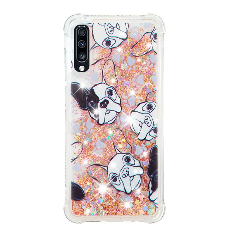 Черный Fitted Case for Coque Samsung A70 A40 A10 Silicon Glitter Cute Cartoon Patterned Animal Transparent Phone Cover for Galaxy A50 - Цвет: Черный