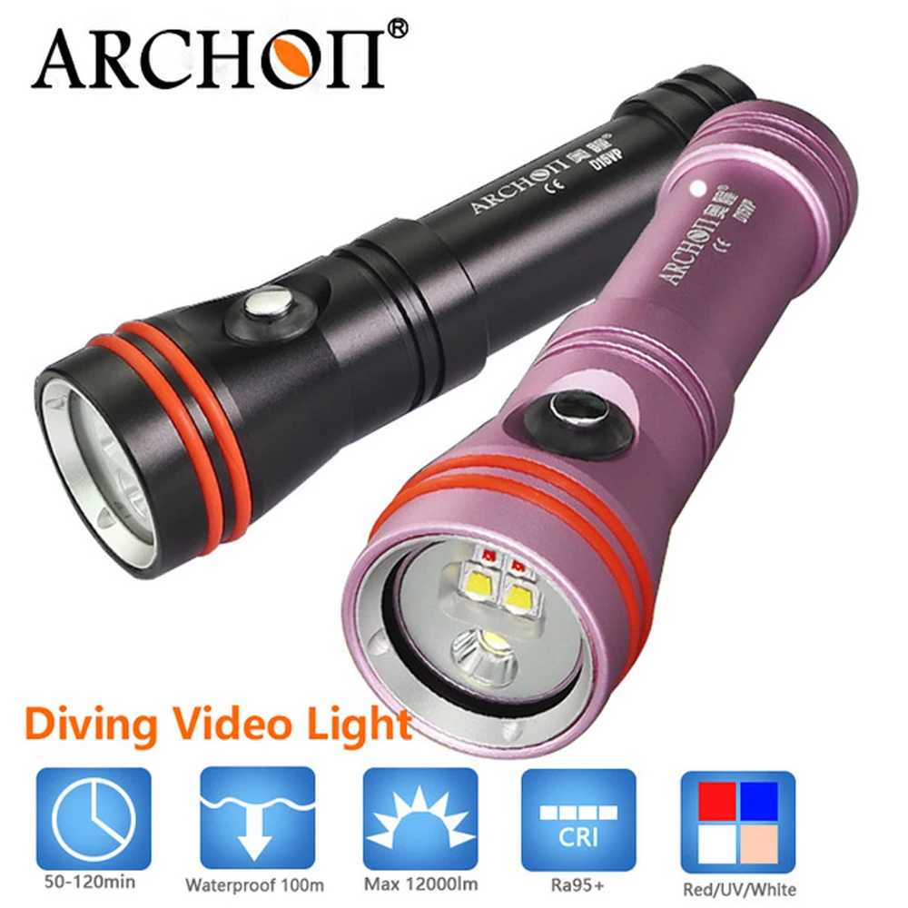 ARCHON D15VP Дайвинг фонарик 3 * CREE max 1300 люмен белый/красный погружной фонарь 110/30