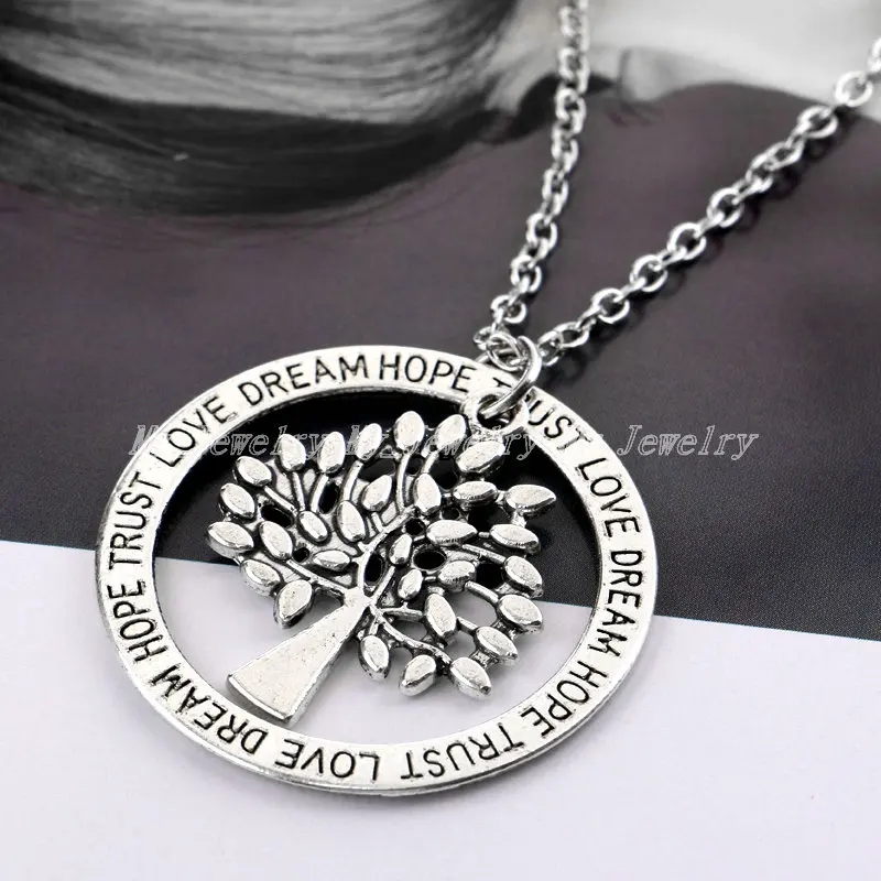 Life Of Tree Circle Love Hope Dream Trust Round Pendant Necklace Women Family Friends Charm Exquisite New Chain Jewelry |
