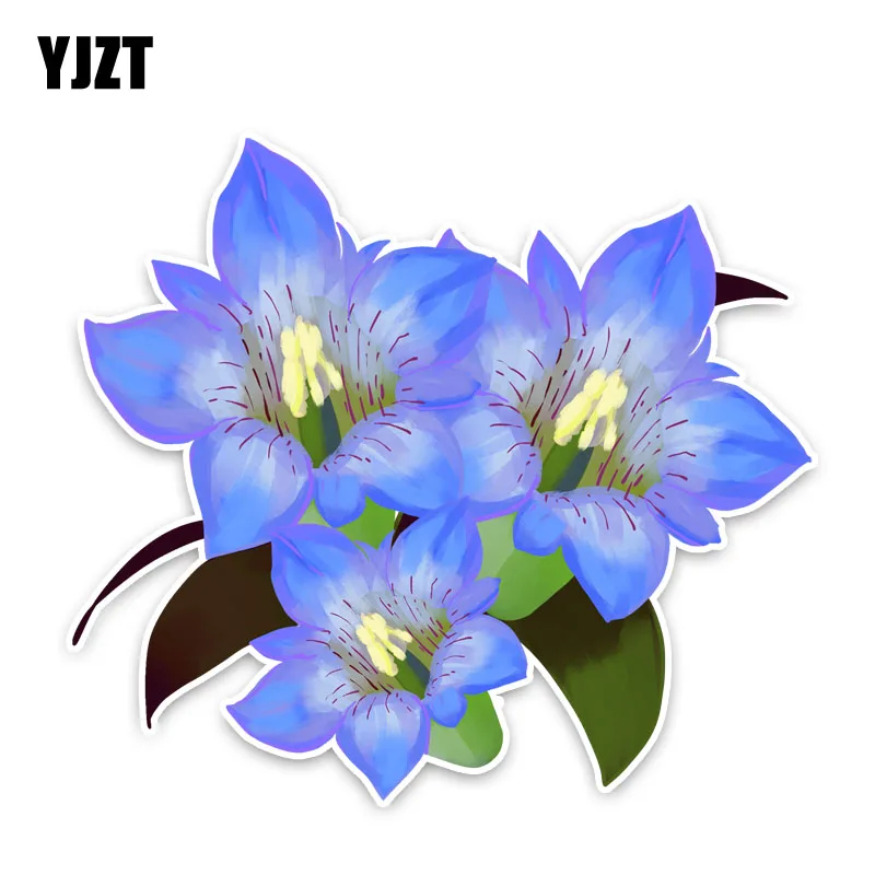 Фото Интересная синяя наклейка YJZT с цветами горечавки 14*12 5 см аксессуары для