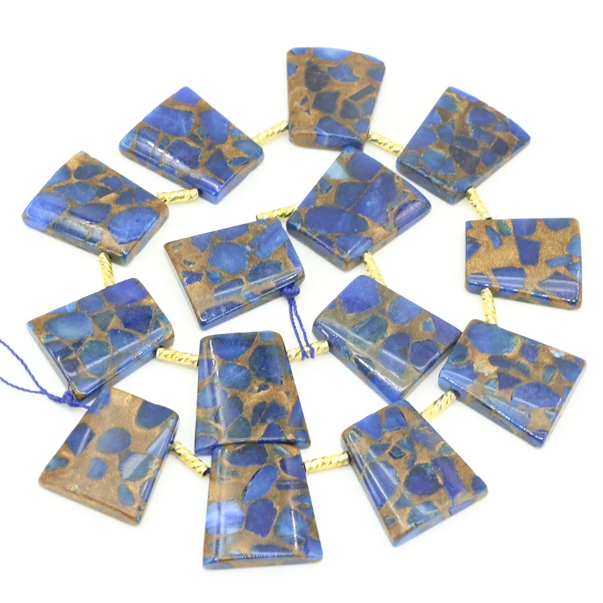 

Fashion Women 22x28mm Multicolor Golden Bead Sand Stone Trapezoid Loose Beads Jewelry Making Diy Bracelets Necklace 15inch B3311