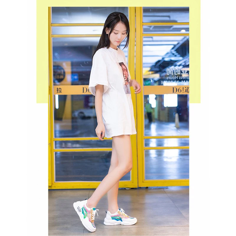 Женские кроссовки на толстой платформе Дизайнерские повседневные из