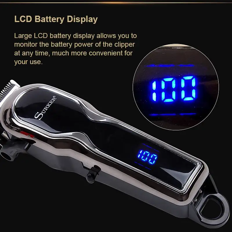 Lcd Портативный беспроводной электрический триммер для волос, перезаряжаемая машинка для стрижки, Мужская бритва, машинка для стрижки волос, Регулируемый набор для стрижки волос