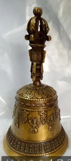 Chinese Tibet Folk Pure Bronze excellent Lucky Vajra Bell Statue