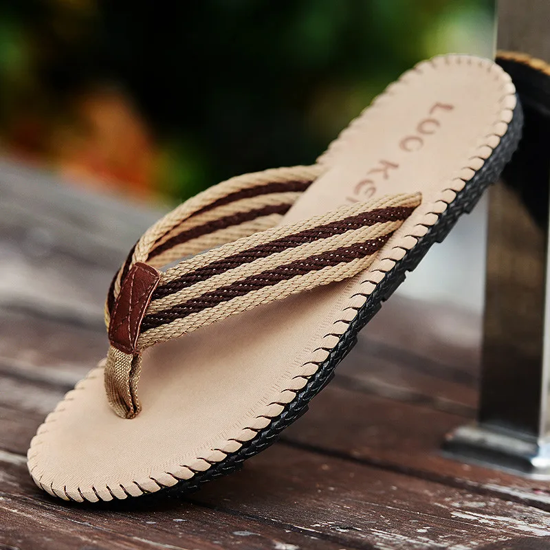 2018 Новые Летние Для мужчин вьетнамки модные высокое качество мужской в полоску