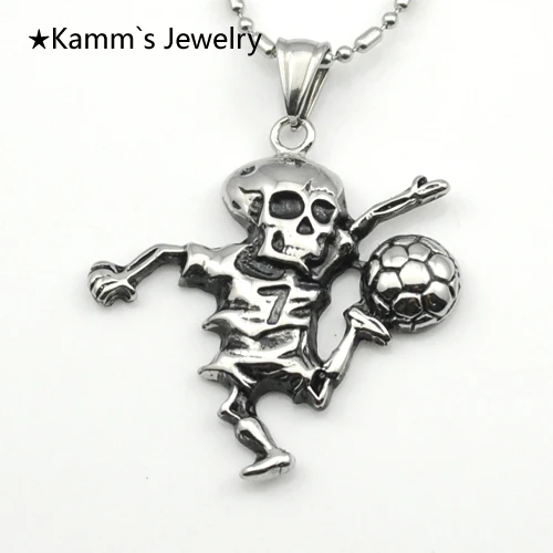 Подвески в виде черепа играющие футбол серебро 316L нержавеющая сталь сказочный