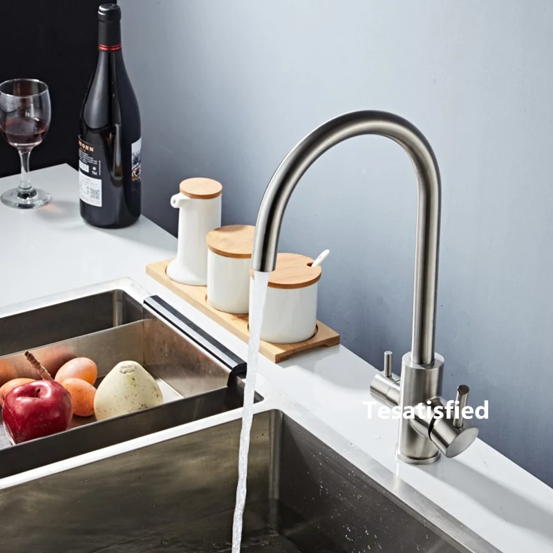 360 Degree Rotation 304 Stainless Steel drinking filtered water kitchen faucet Hot and cold Pure Water Sinks Deck Mounted Mixer