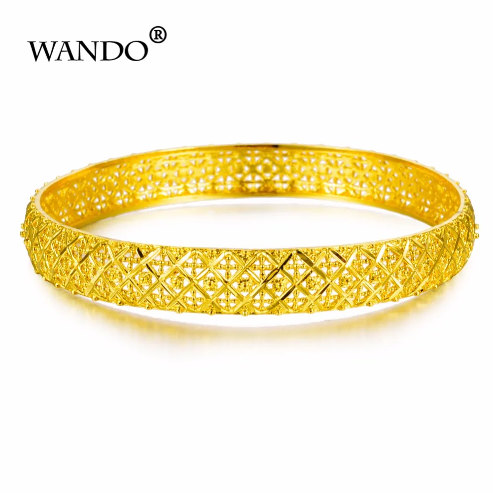 

WANDO 24k Gold Bangle for Women Dubai Bride Wedding Ethiopian Bracelet Africa Bangle Arab Jewelry Gifts Ramadan b27