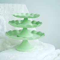 sweetgo wave edge cake tray cupcake stand cake tools macaroon green waterproof plate cake decoration for party dessert table