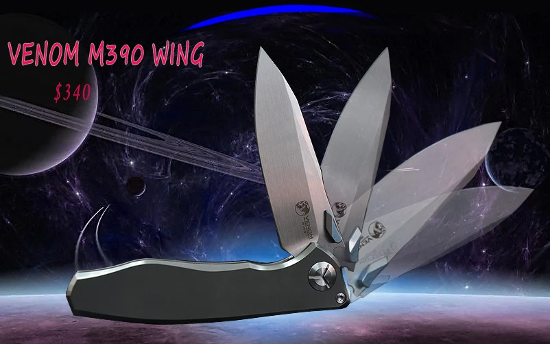 Kevin John VENOM 4 крыла M390 однотонные титановый плавник складной нож Керамический