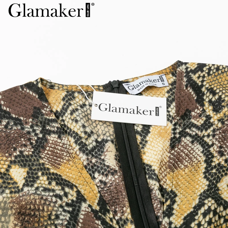 Glamake, винтажное Клубное сексуальное платье со змеиным принтом, глубокий v-образный вырез, на шнуровке, облегающее летнее платье, женское вечернее платье, шикарное, vestidos de fiesta