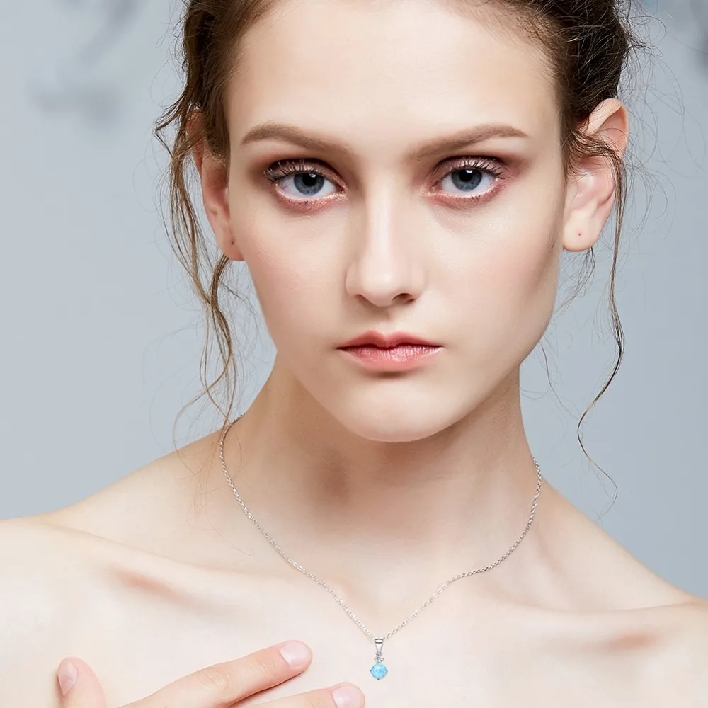 CDE серебро 925 ювелирные изделия опал ожерелье Parrure Bijoux Femme кулон для девушки милые