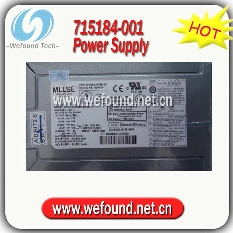 

Good working! 667892-003 715184-001 Power supply for HP D11-300P1A DPS-300AB-72A, 300W