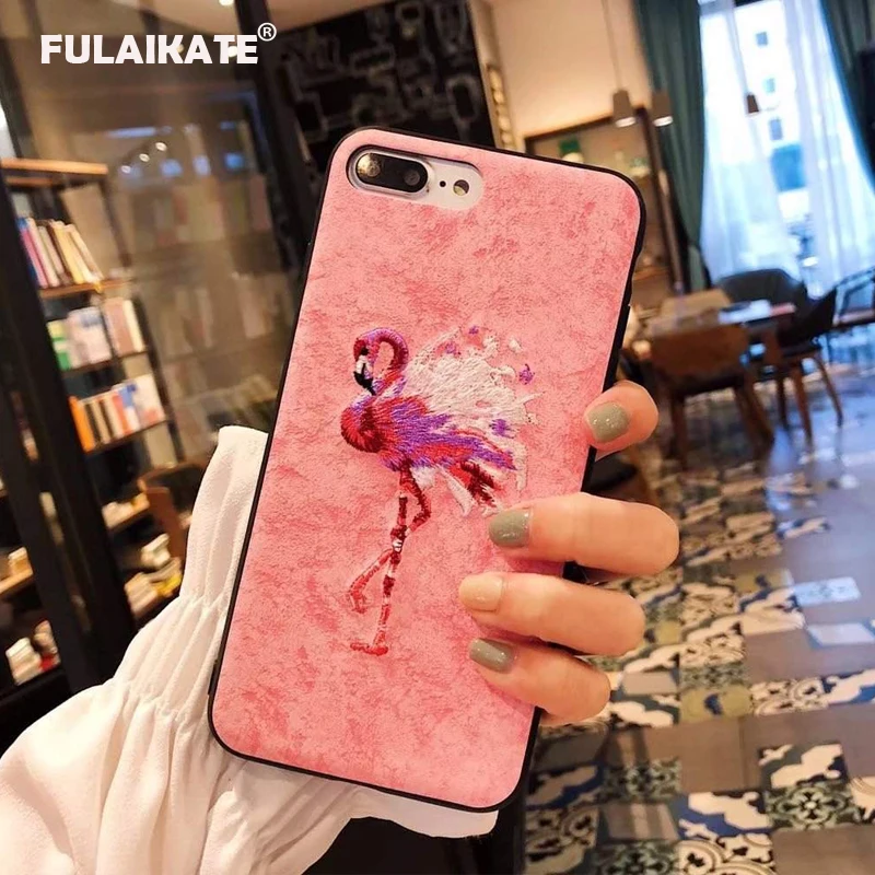 Чехол FULAIKATE для iPhone 6s Plus с вышивкой фламинго мягкая задняя крышка 6 матовые