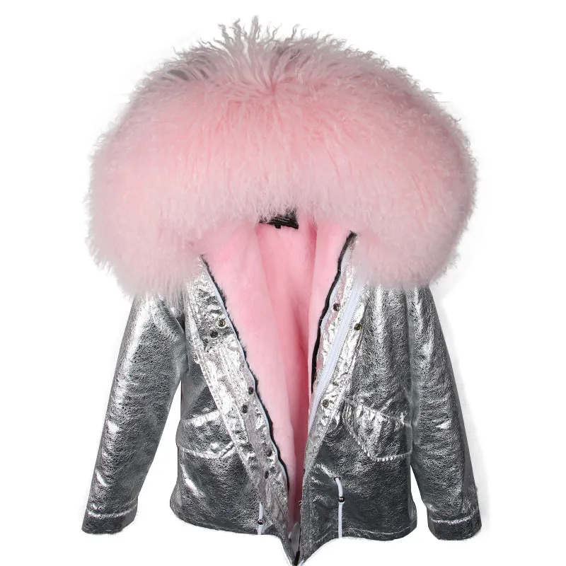 Женская парка с натуральным монгольским мехом теплая верхняя одежда уличная