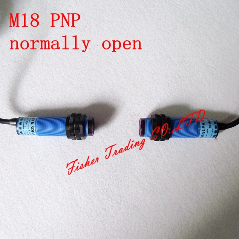 

M18 Infrared Ray Switch,5M Detection Transmitter Receiver Through Beam One Pair Photoelectric Sensor, PNP Normally Open,DC10-36V