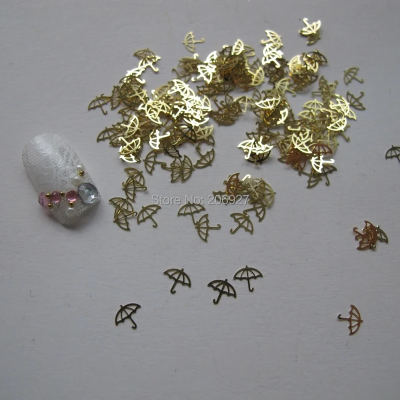 MS155 100 шт Золотой милый зонтик деко для дизайна ногтей металлический стикер