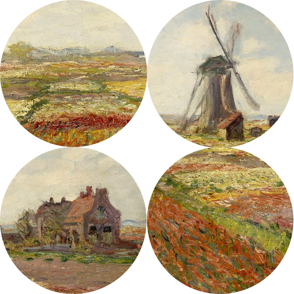 Картины Monet ветряная мельница и тюльпаны репродукции на стену Импрессионистский