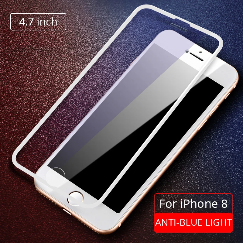 white for iphone 8 Рок-н-анти-синий светильник Экран протектор для iphone 8 7 6 6s Plus закаленное Стекло 9D экран загибающаяся Защитная Стекло для iphone 8Plus - Цвет: white for iphone 8