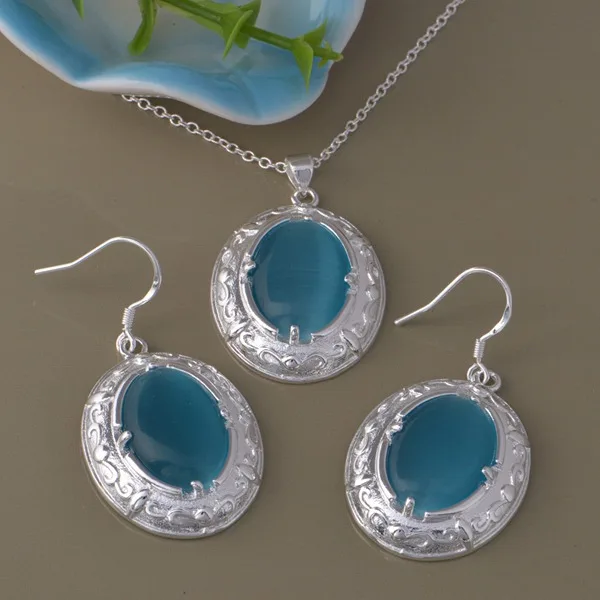 925 набор в Корейском стиле серьги с кристаллами ожерелье США для женщин