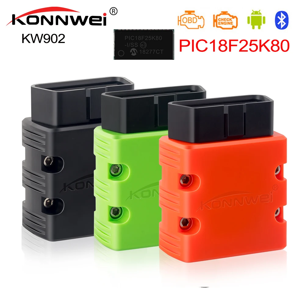 OBD2 сканер KONNWEI KW902 ELM327 V1.5 Bluetooth Автосканер PIC18f25k80 MINI ELM 327 OBDII считыватель кодов для