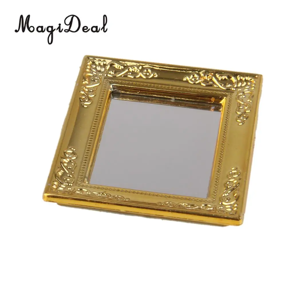 MagiDeal модный дизайн 1 шт. 1/12 весы кукольный домик Золотая рамка Зеркало для кукол