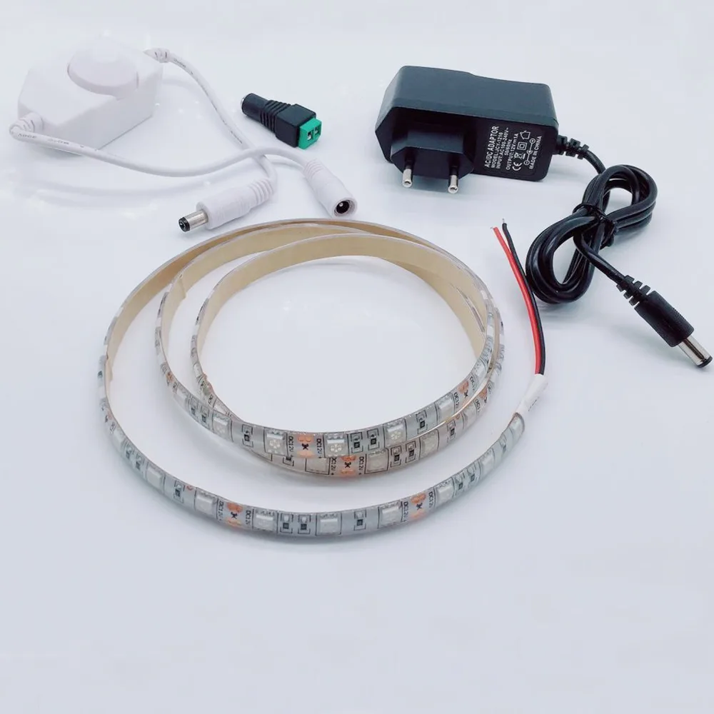 UV Led Strip light 5050 SMD 60leds/m 395-405nm Ultraviolet Ray LED Diode Ribbon Purple Flexible lamp+Dimmer Switch+power adapter | Лампы и