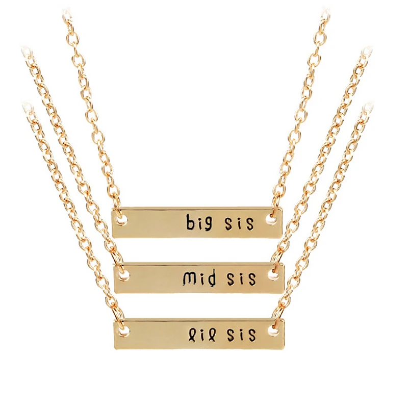 Big Mid Lil Gold Лучшие друзья, сестренка, ожерелье для женщин, большая, средняя, маленькая сестренка, мама, папа, сердце, подвеска, ожерелье, креативное, BFF, семейное ювелирное изделие, колье - Окраска металла: Big Mid Lil Gold