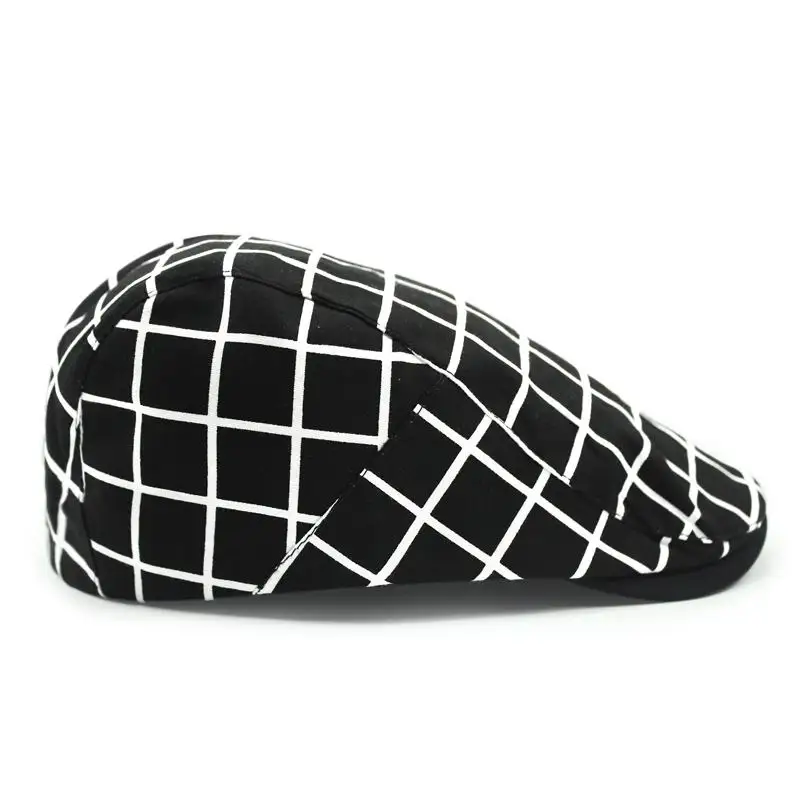 Original New Brand Berets Spring And Summer  Unisex Beret Cool Man Sunhat Grid Style Female Sun Cap
