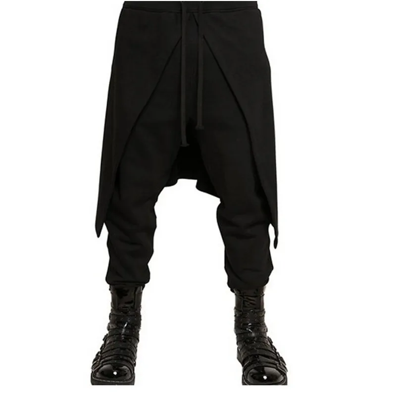 

2017 Brand Cool Mens Gothic Punk Style Harem Pants Black Hip Hop Wear Skinny Skirt Pants Trousers Drawstring Pants 050811