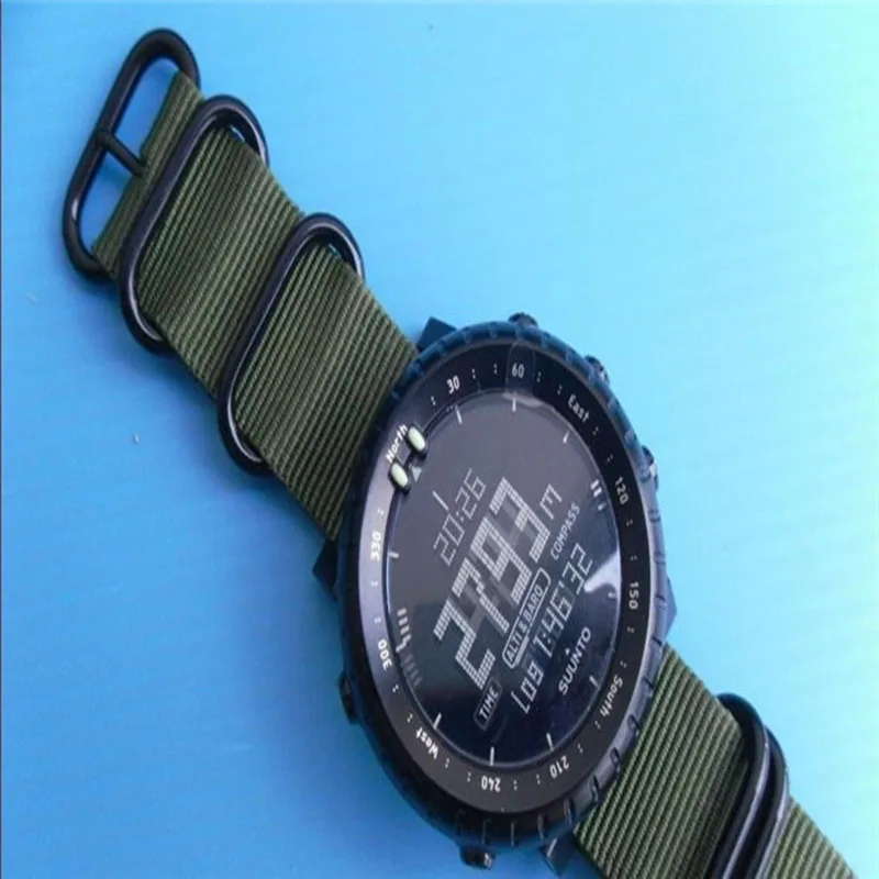 T AMQ 24 мм армейский зеленый нейлон Zulu ремешок для часов в стиле милитари Band Suunto Core