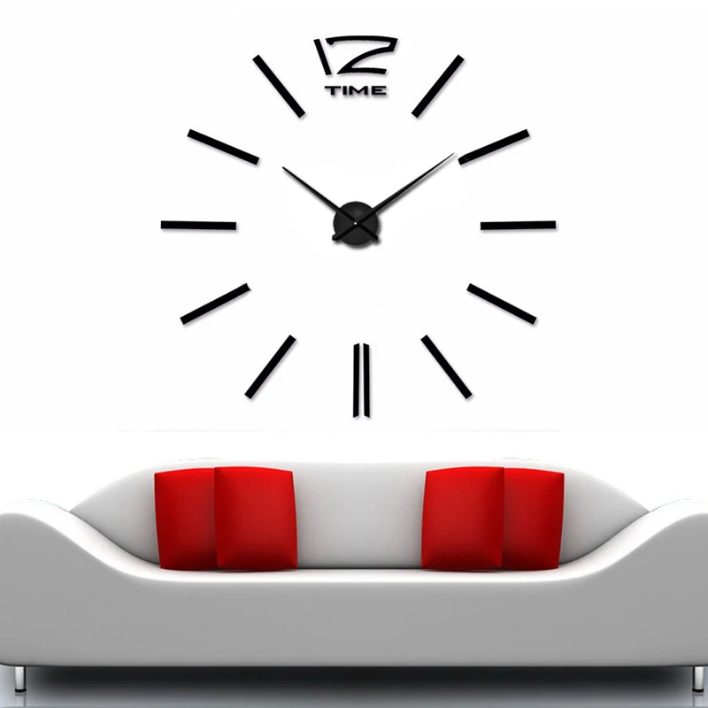Новинка 2020 модные 3D настенные часы большого размера зеркальные наклейки сделай