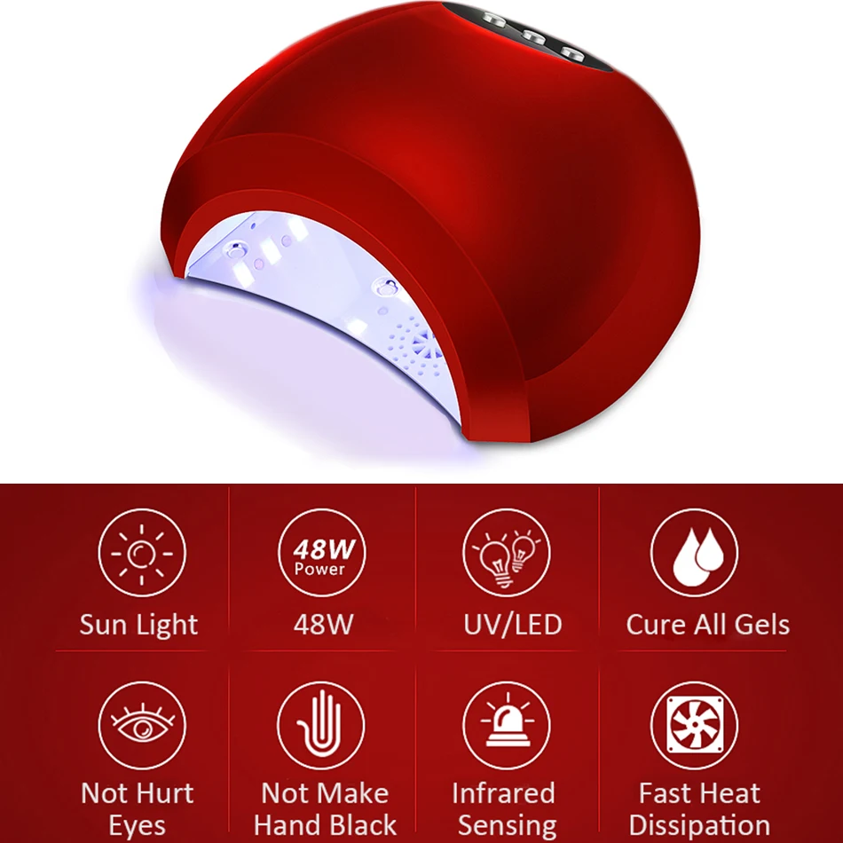 48 Вт УФ лампа гелевая Светодиодная для ногтей высокая мощность Все Гель лак