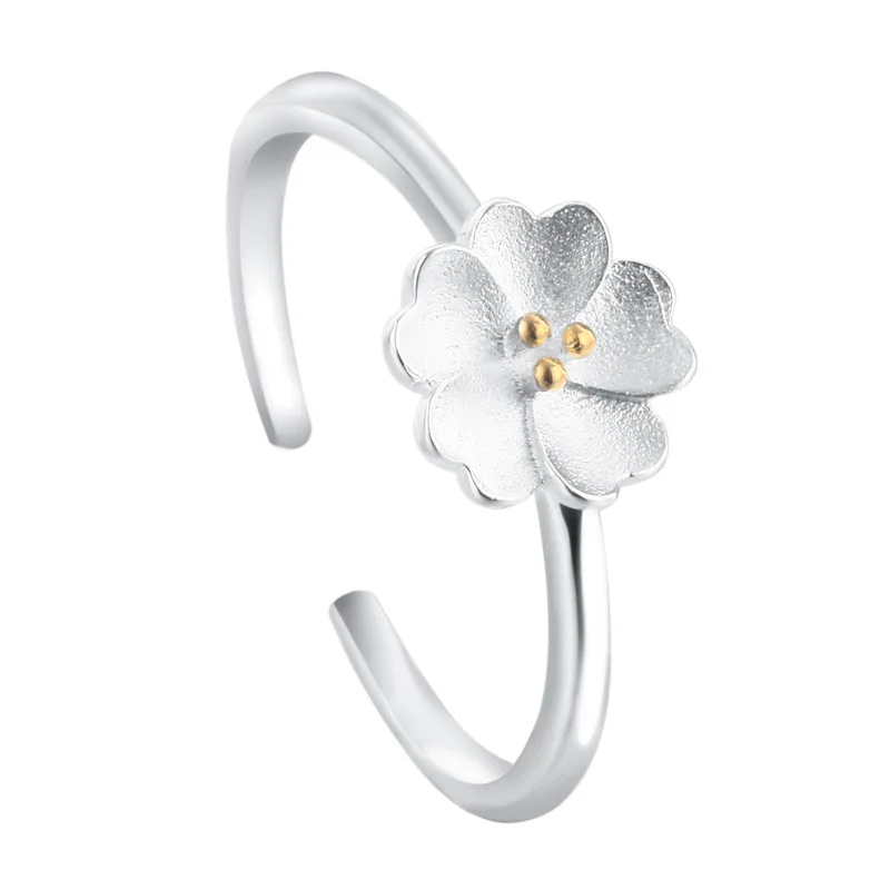 The cherry Blossom Branch Rings for Women 925 Silver Adjustable Flower Finger Ring Bagues Strass joyas de acero | Украшения и