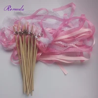 newest glittle ribbon wedding wands with sliver bell for wedding party decoration 50pieceslot