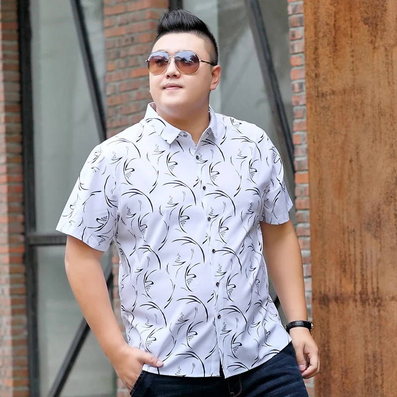 Повседневные мужские рубашки большого размера весна лето с принтом коротким