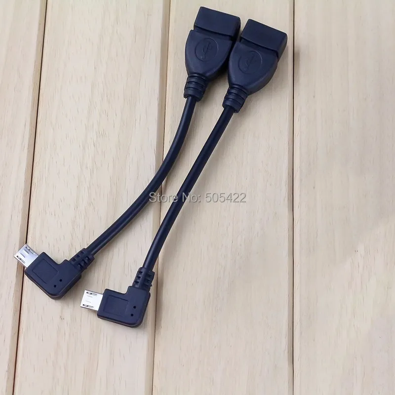 200 шт./лот Micro USB B штекер на A гнездо OTG адаптер конвертер кабель Шнур левый угол