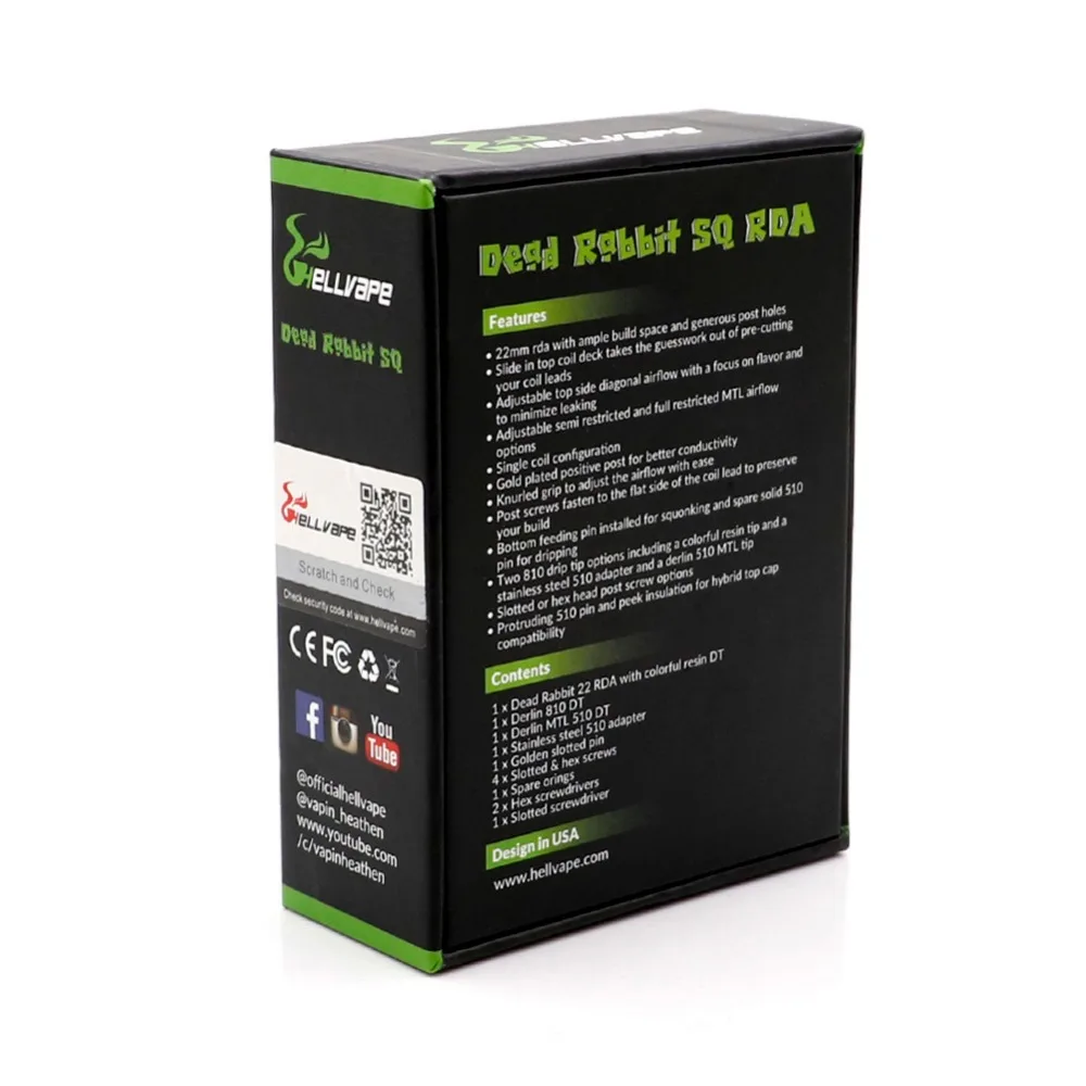 original Hellvape Dead Rabbit SQ BF RDA electronic cigaretter atomizer for Squonk box mod easy to use PK AMMIT RTA vape tank | Электроника