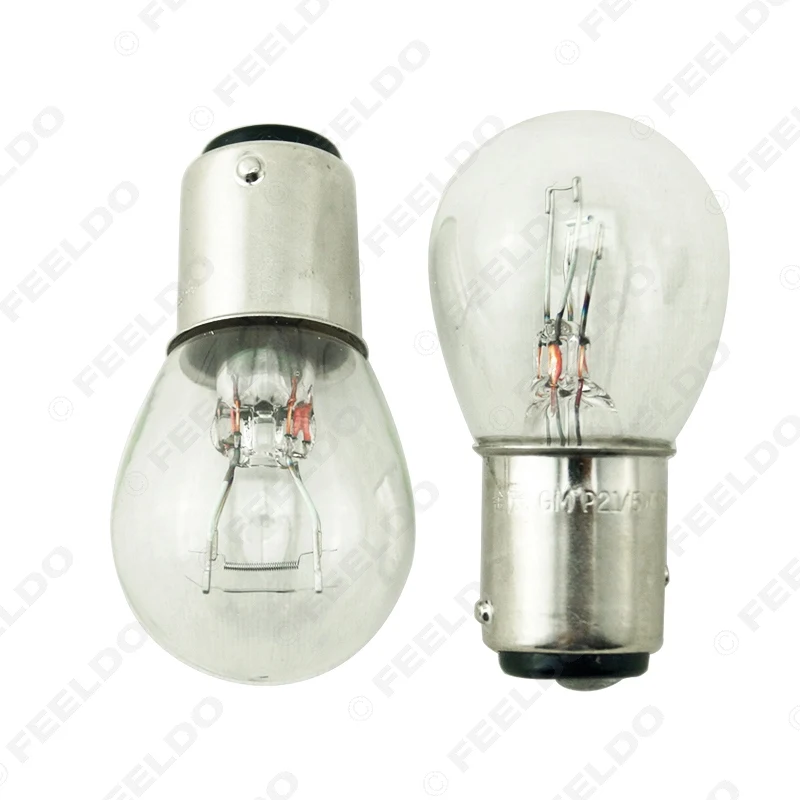 FEELDO 10pcs/box BAY15D 1157 P21/5W S25 12V Car Clear Glass Lamp Brake Tail Bulb Indicator Halogen | Автомобили и мотоциклы