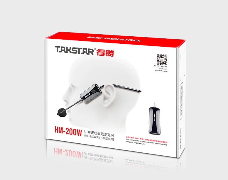 Беспроводной микрофон Takstar HM 200W UHF с головным убором используется для усилителя