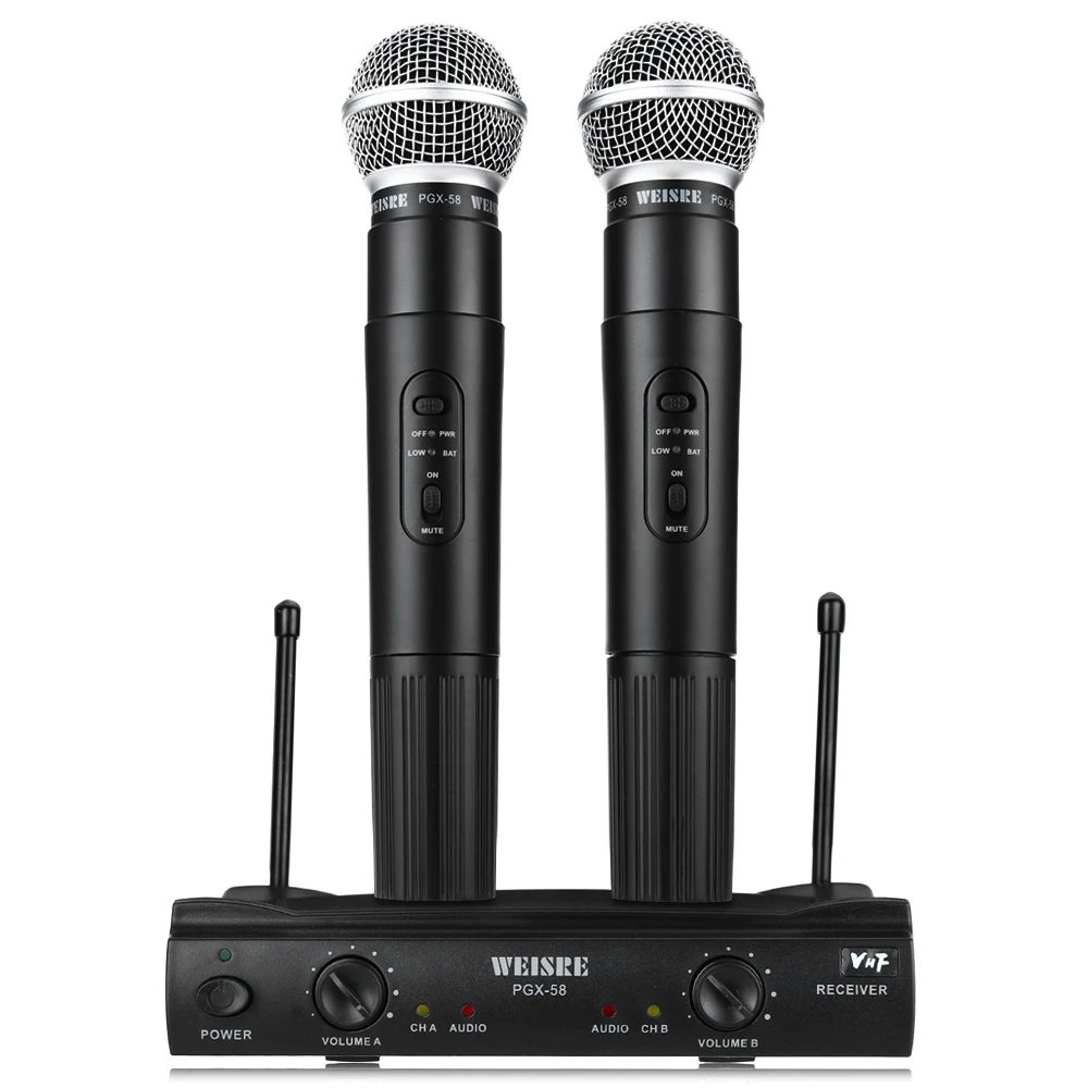 Горячие weisre PGX58 Omni-направленная УКВ двойной ручной 2 x Mic беспроводной приемник