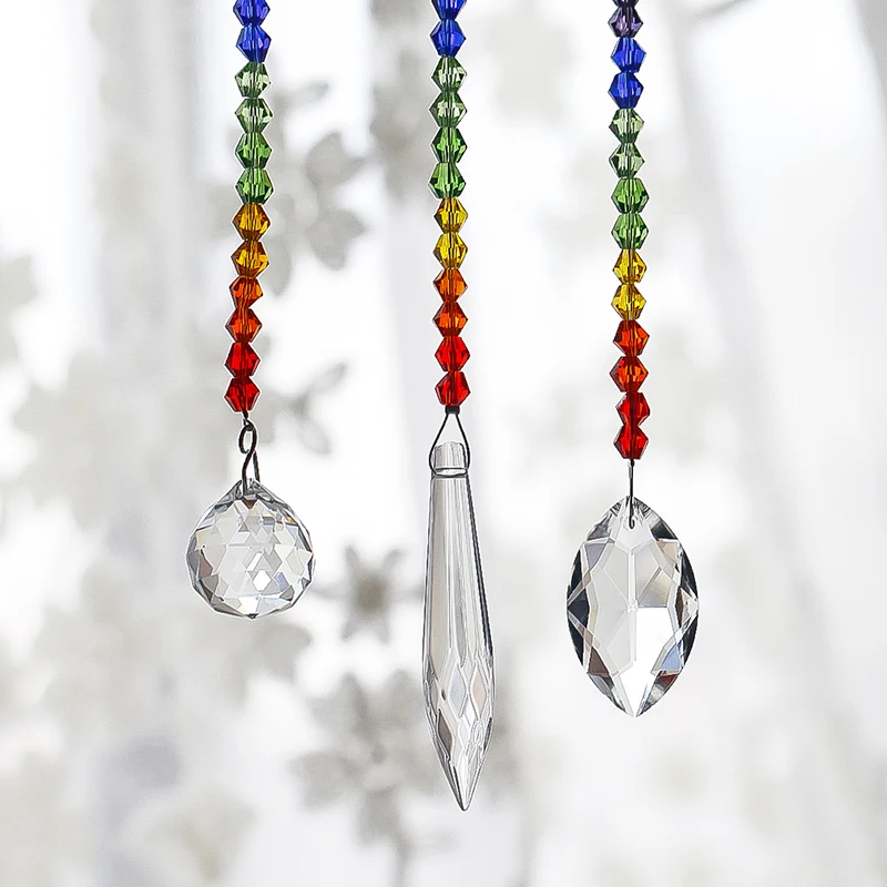 H & D набор из 3 чакра хрустальные призмы окно Suncatcher Радуга создатель подвесной