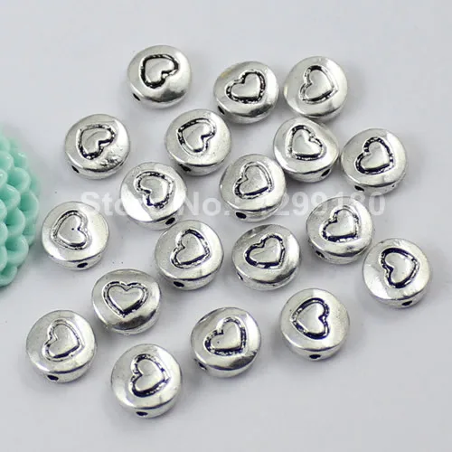 Плоские круглые бусины с узором в виде сердца для ожерелья браслета аксессуары